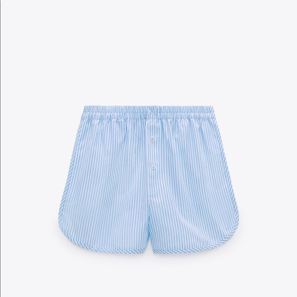 Zara NWT Striped Poplin Shorts